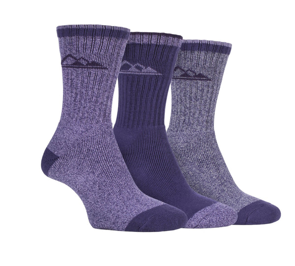 Storm Bloc Womens Marl Cushioned, Crew Length, Boot Socks 4-8 | Purple 3 Pack