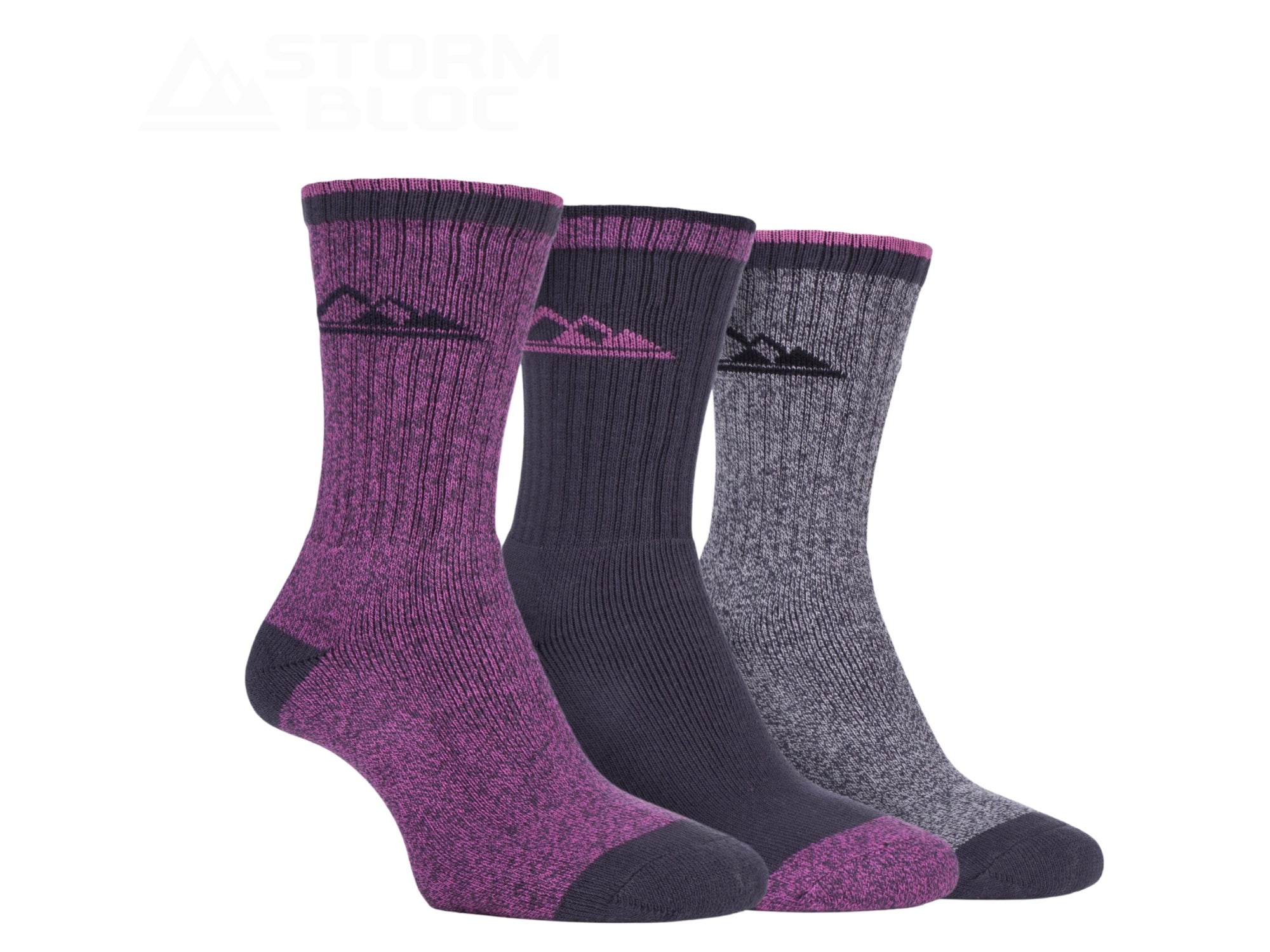Storm Bloc Womens Marl Boot Socks 3 Pack | Pink